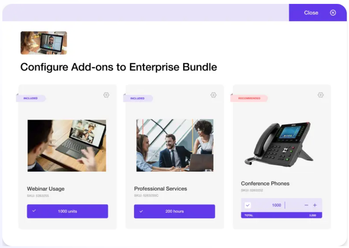 Three product images on a white background for an enterprise bundle.