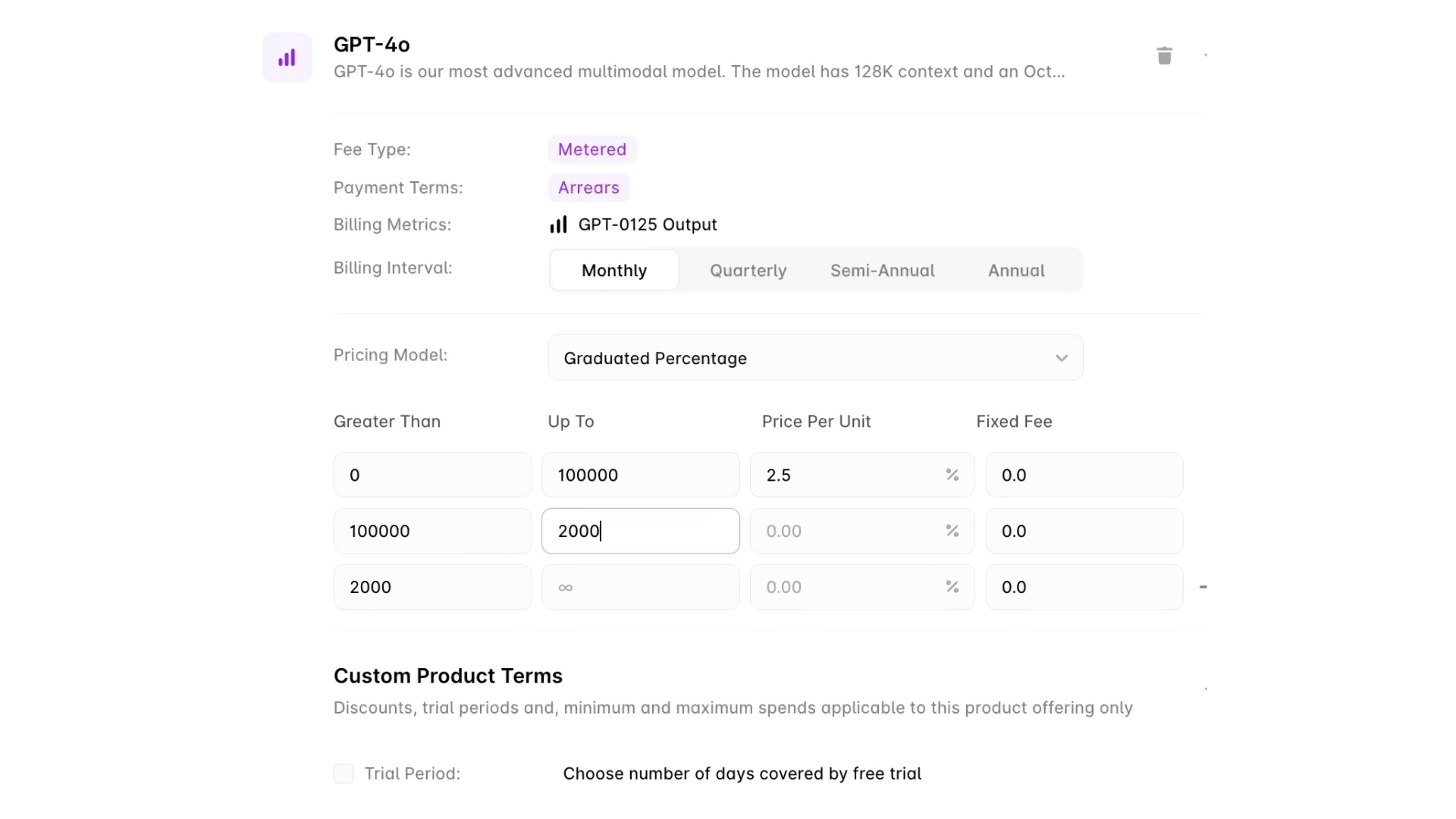 Configuring usage based pricing in Alguna.