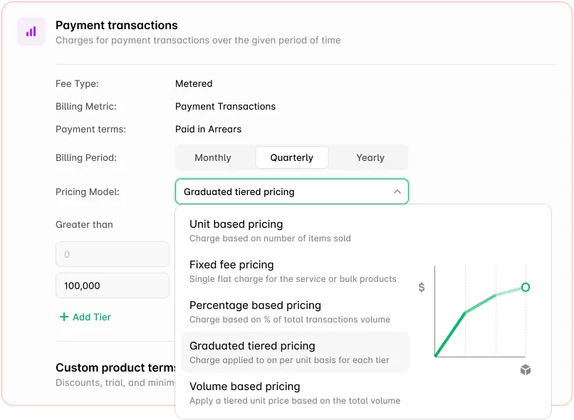 Pricing model drop-down in Alguna's no-code CPQ.