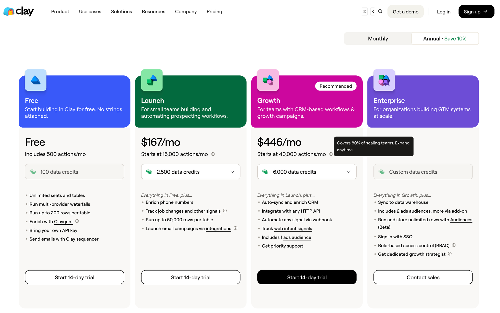 Clay's new pricing (March 2026).